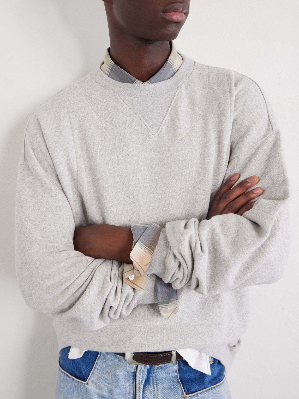 Double Layered Cotton-Fleece Sweatshirt