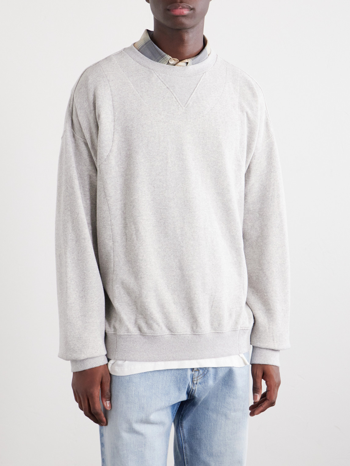 Double Layered Cotton-Fleece Sweatshirt