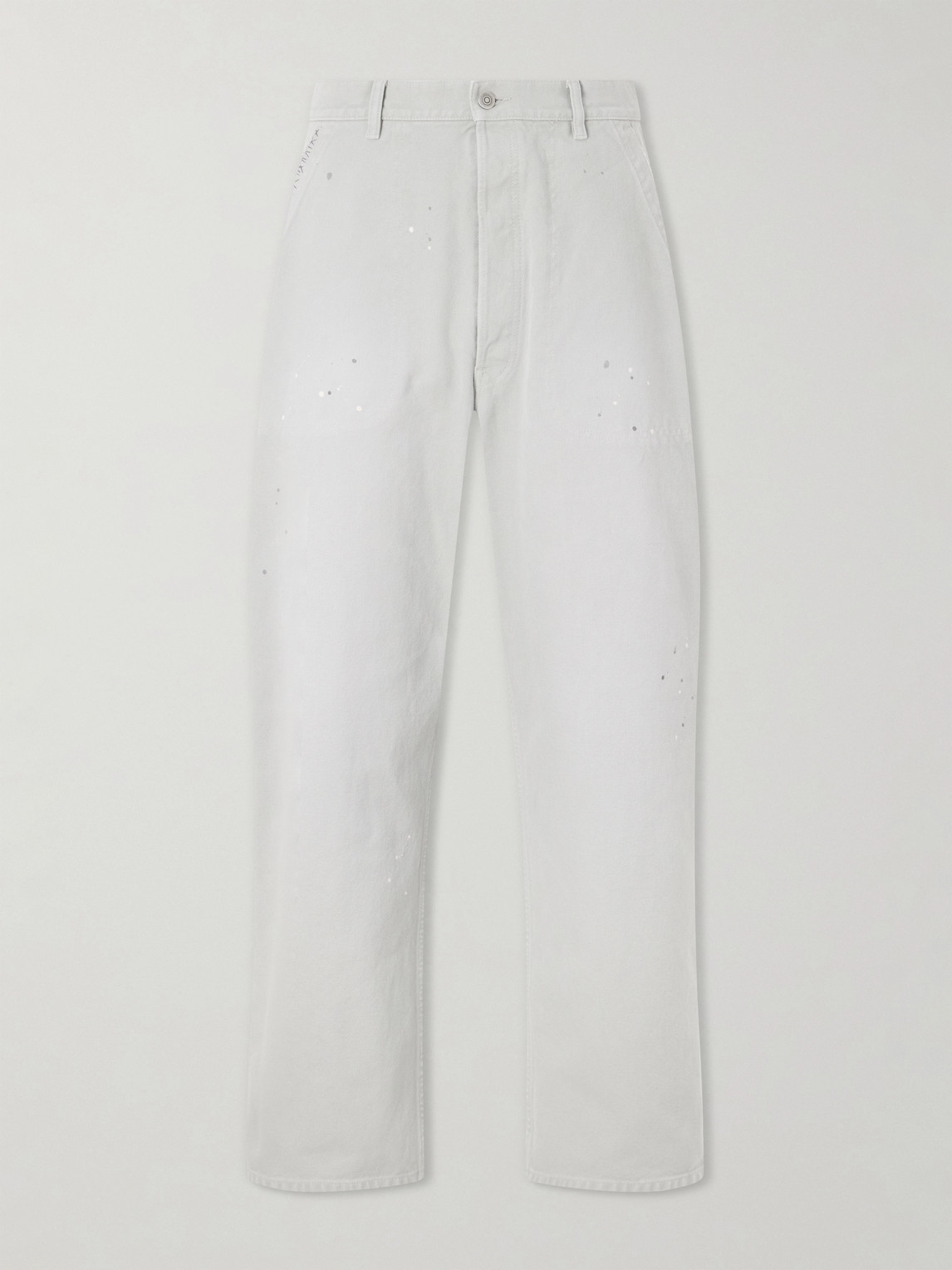 Wide-Leg Paint-Splattered Cotton-Canvas Trousers