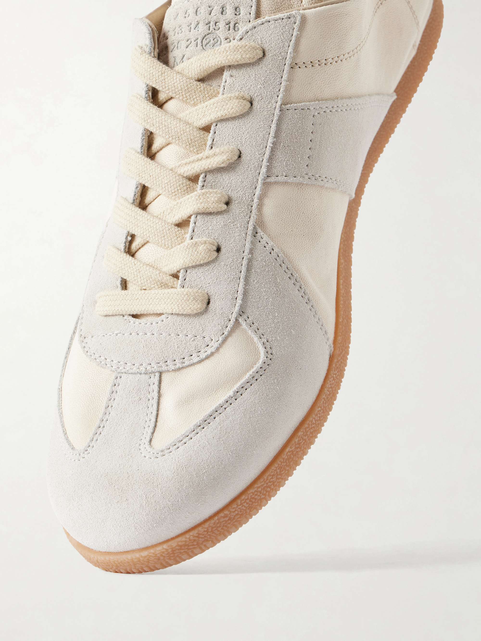靴 MAISON MARGIELA MAISON MARGIELA Replica Suede-Trimmed Leather Sneakers for Men