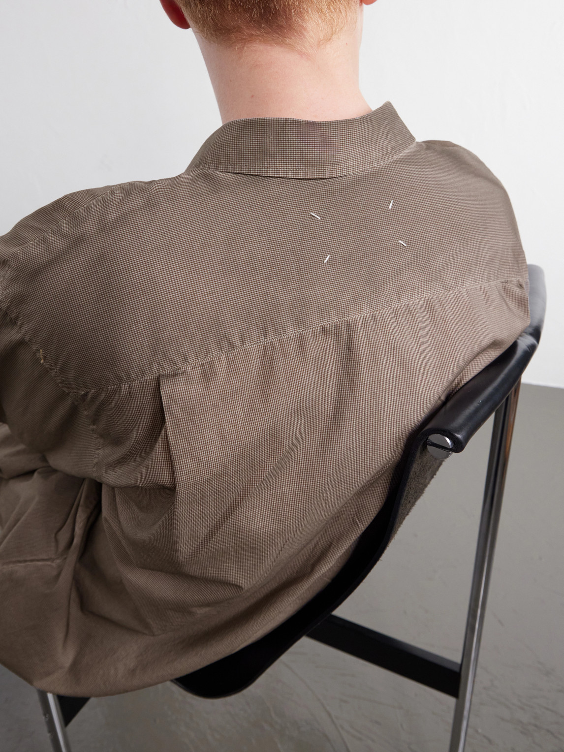 Camp-Collar Distressed Checked Cotton-Poplin Shirt