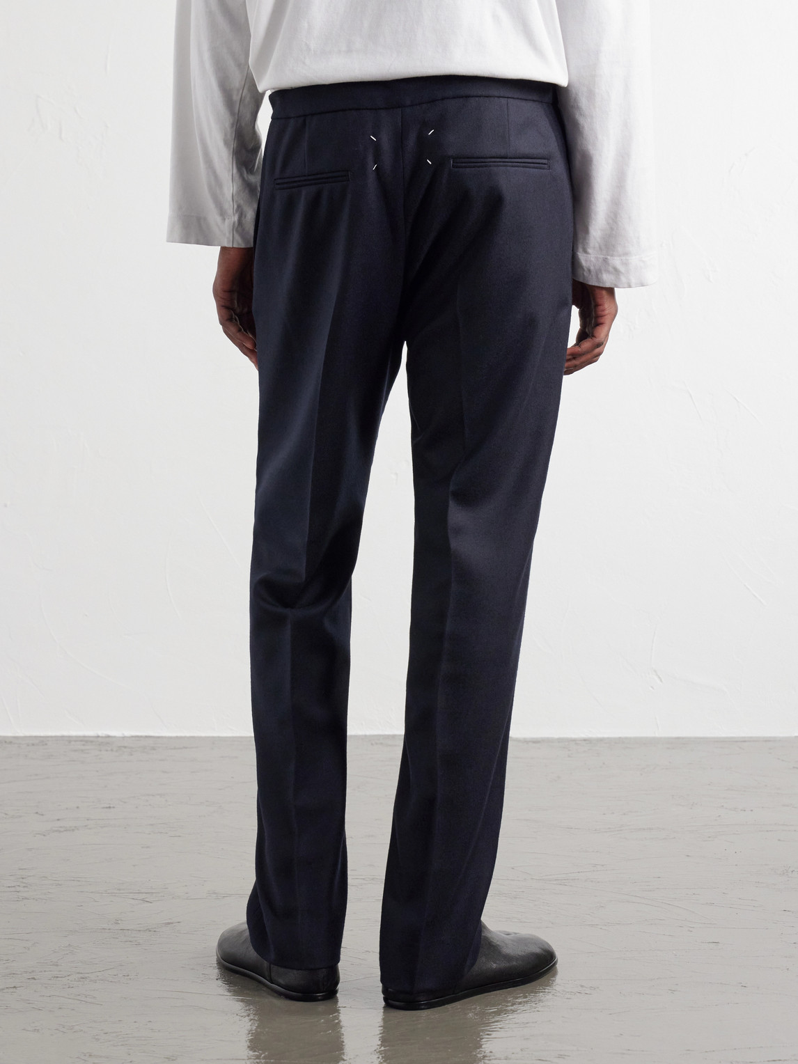 Straight-Leg Virgin Wool Drawstring Trousers