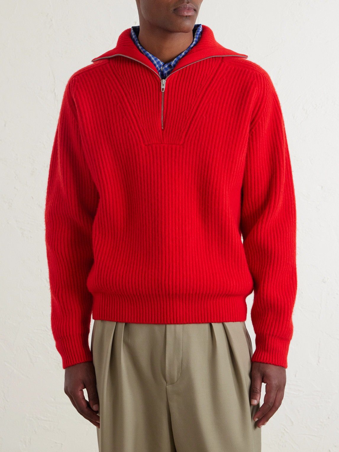 Jil Sander Ribbed Wool Zip-Up Sweater - Men | Thumbnail 3