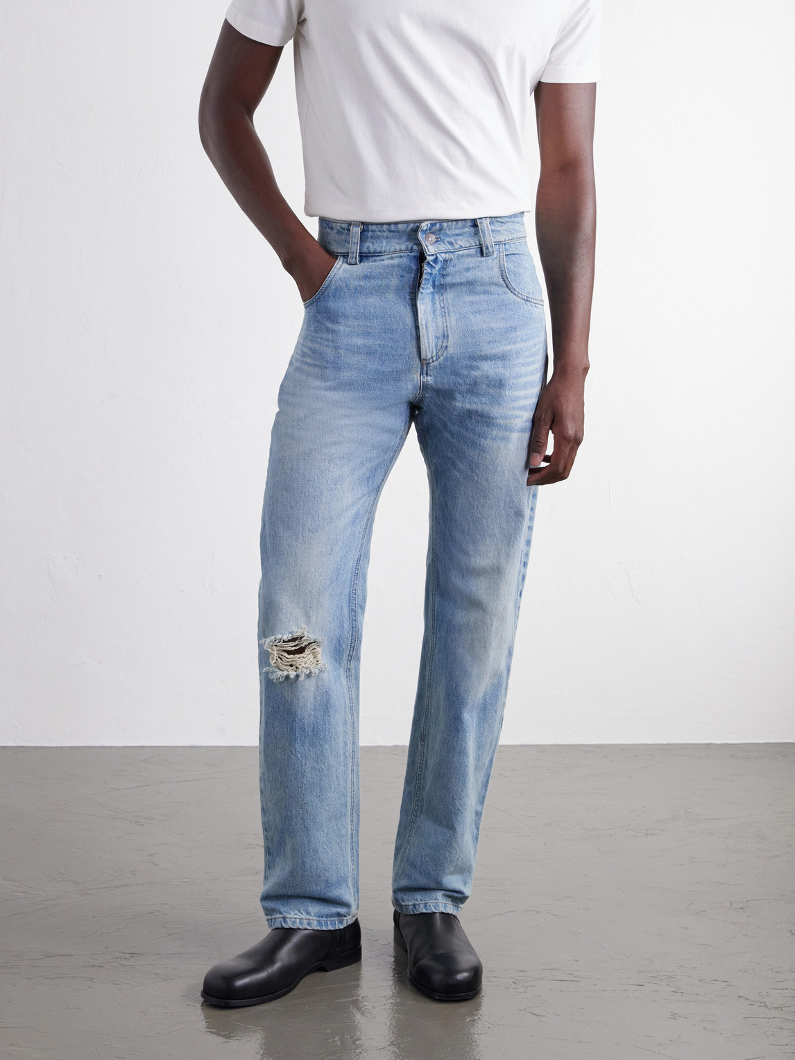 Straight-Leg Distressed Jeans