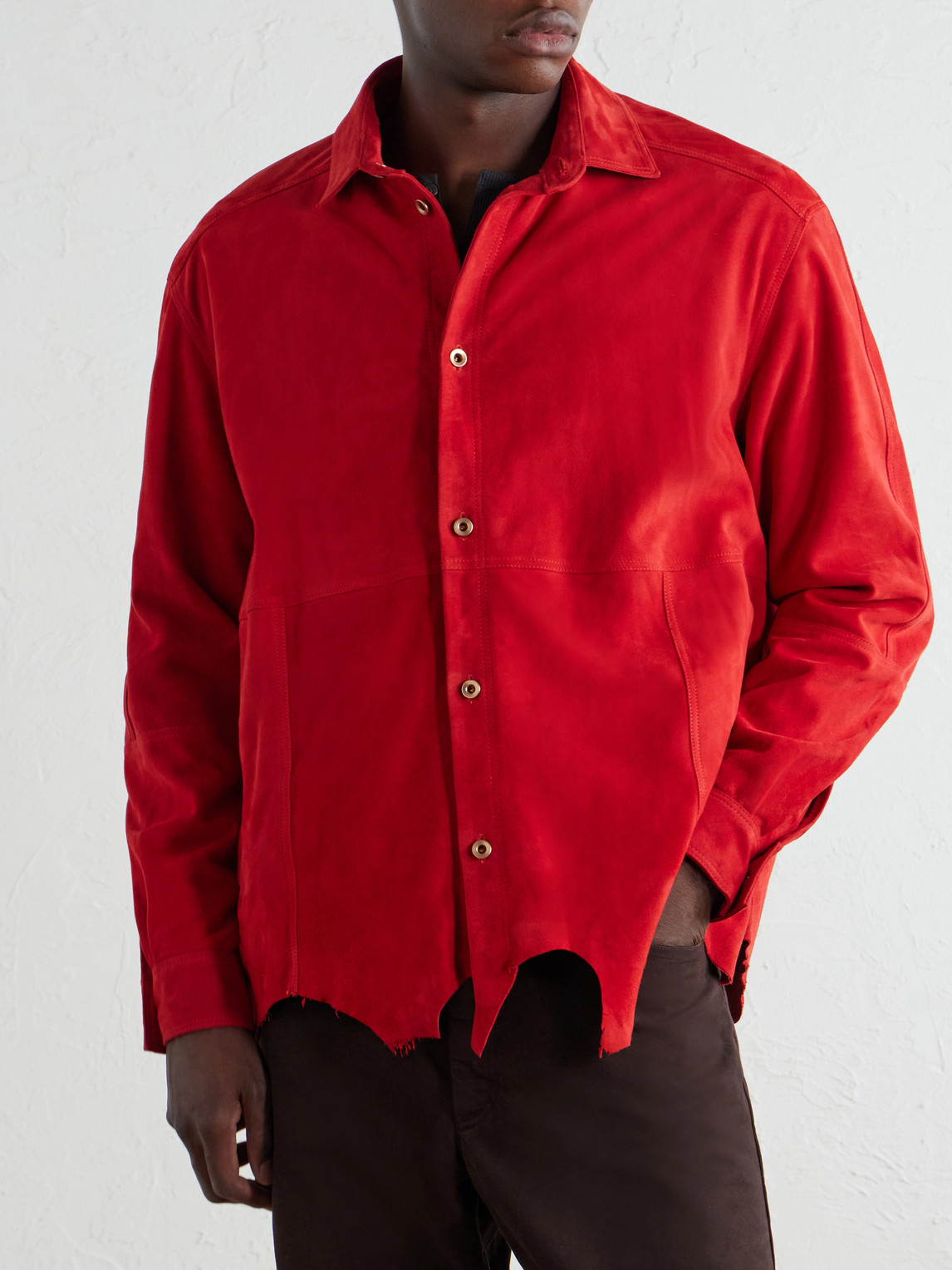 Distressed Suede Overshirt