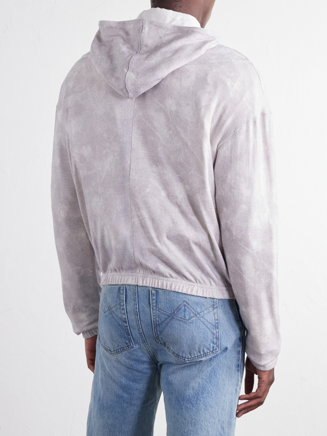 Printed Silk Zip-Up Hoodie