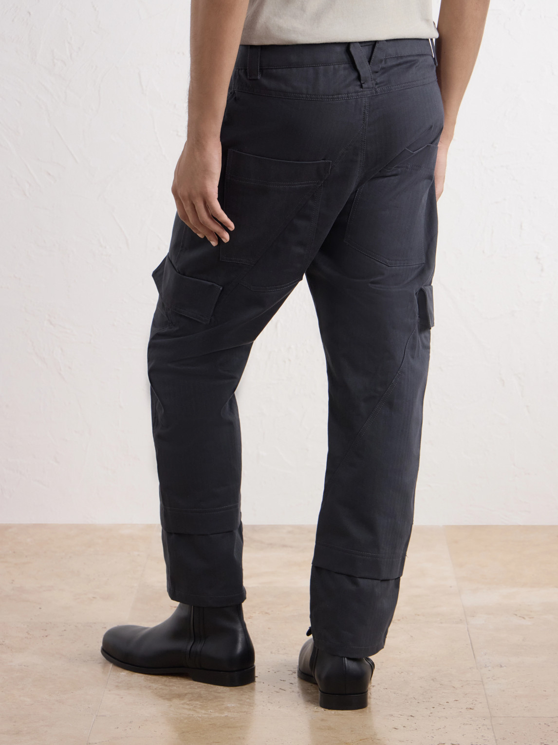 Straight-Leg Cotton Herringbone Trousers