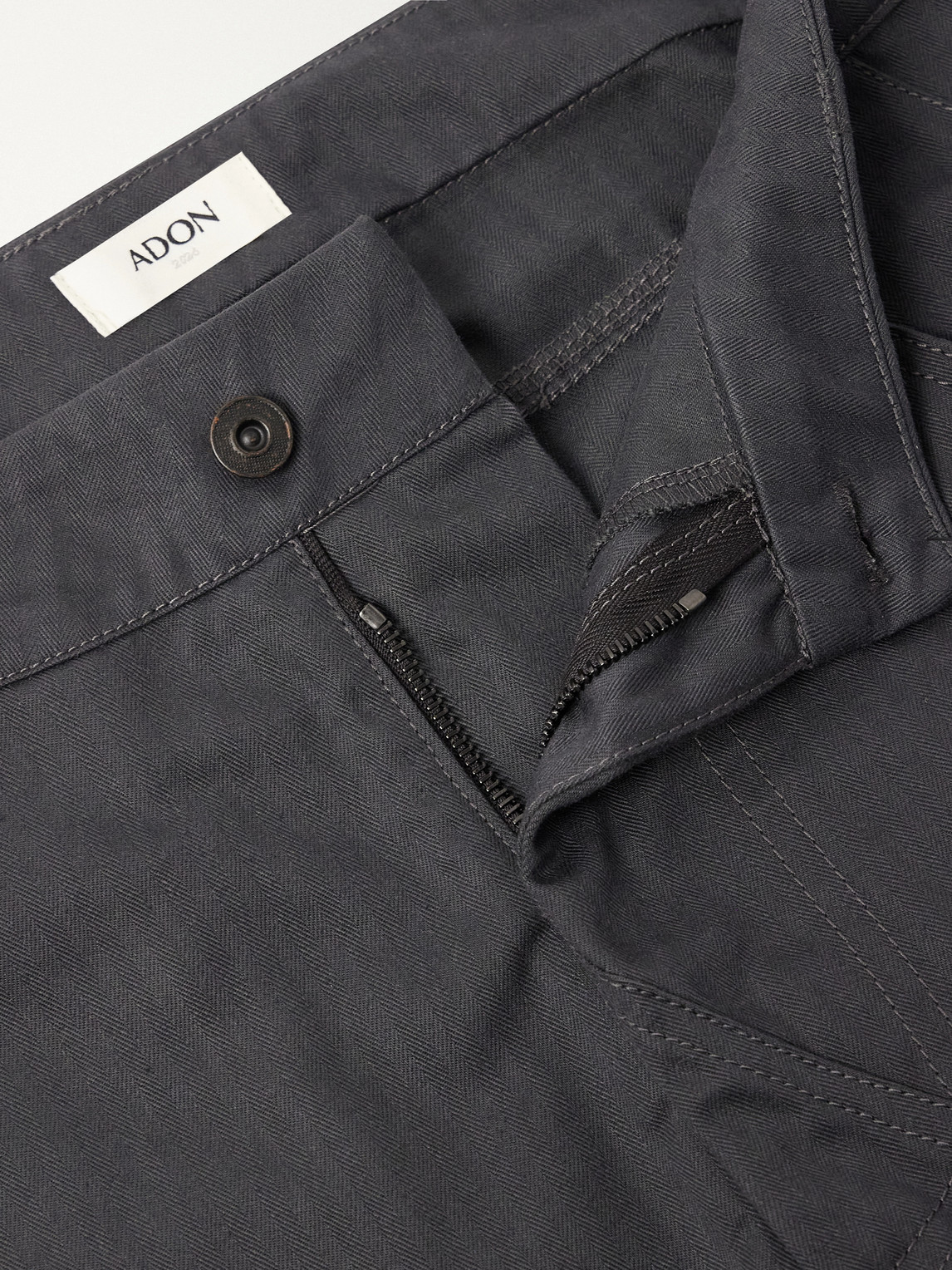 Straight-Leg Cotton Herringbone Trousers