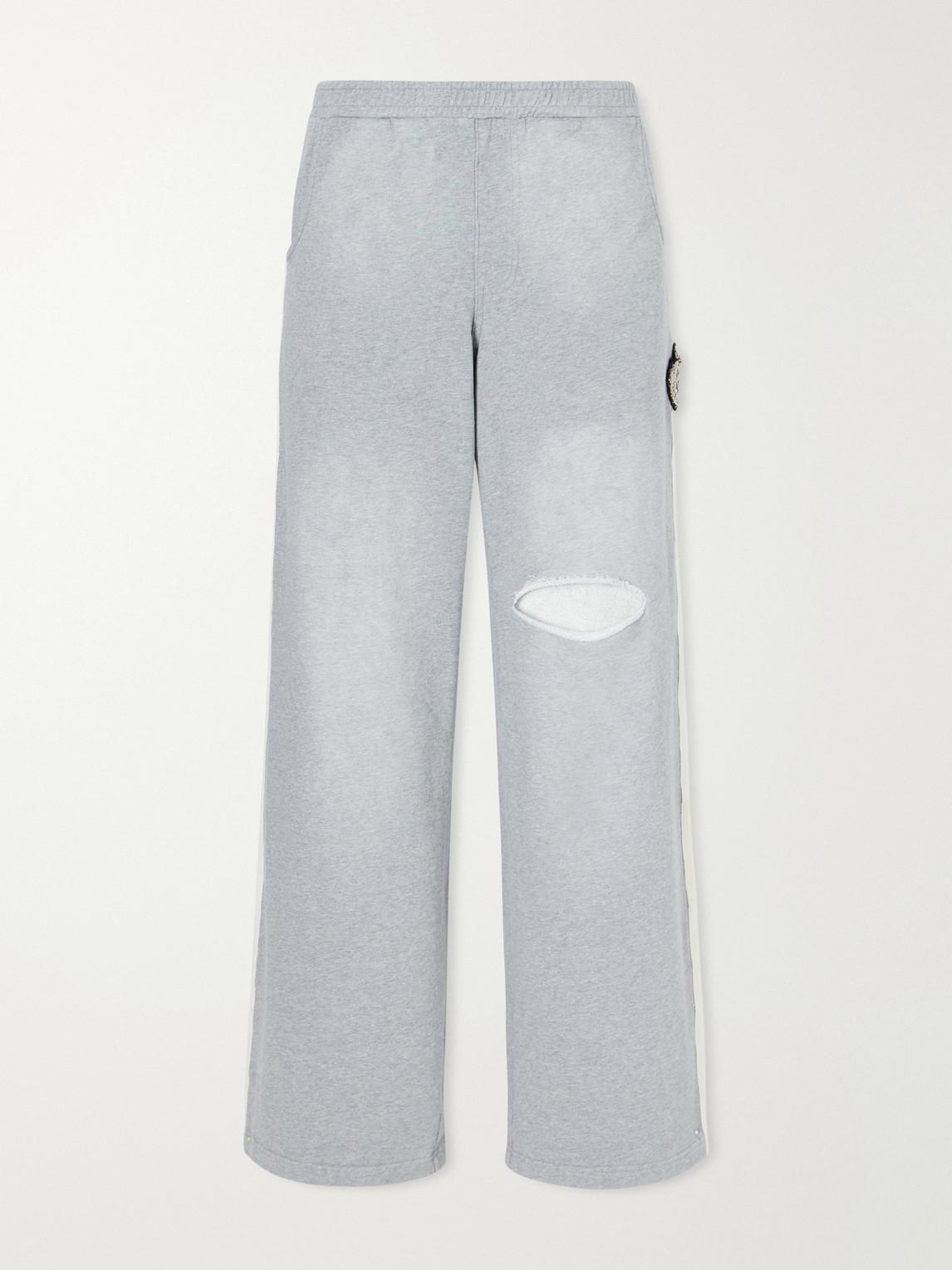 424 Wide-leg Distressed Cotton-jersey Sweatpants In Gray