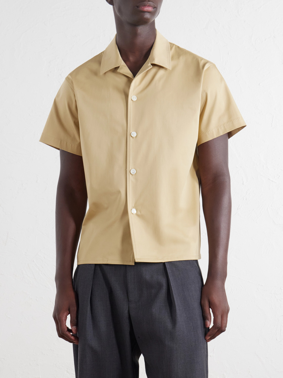 Avenue Camp-Collar Stretch-Cotton Poplin Shirt