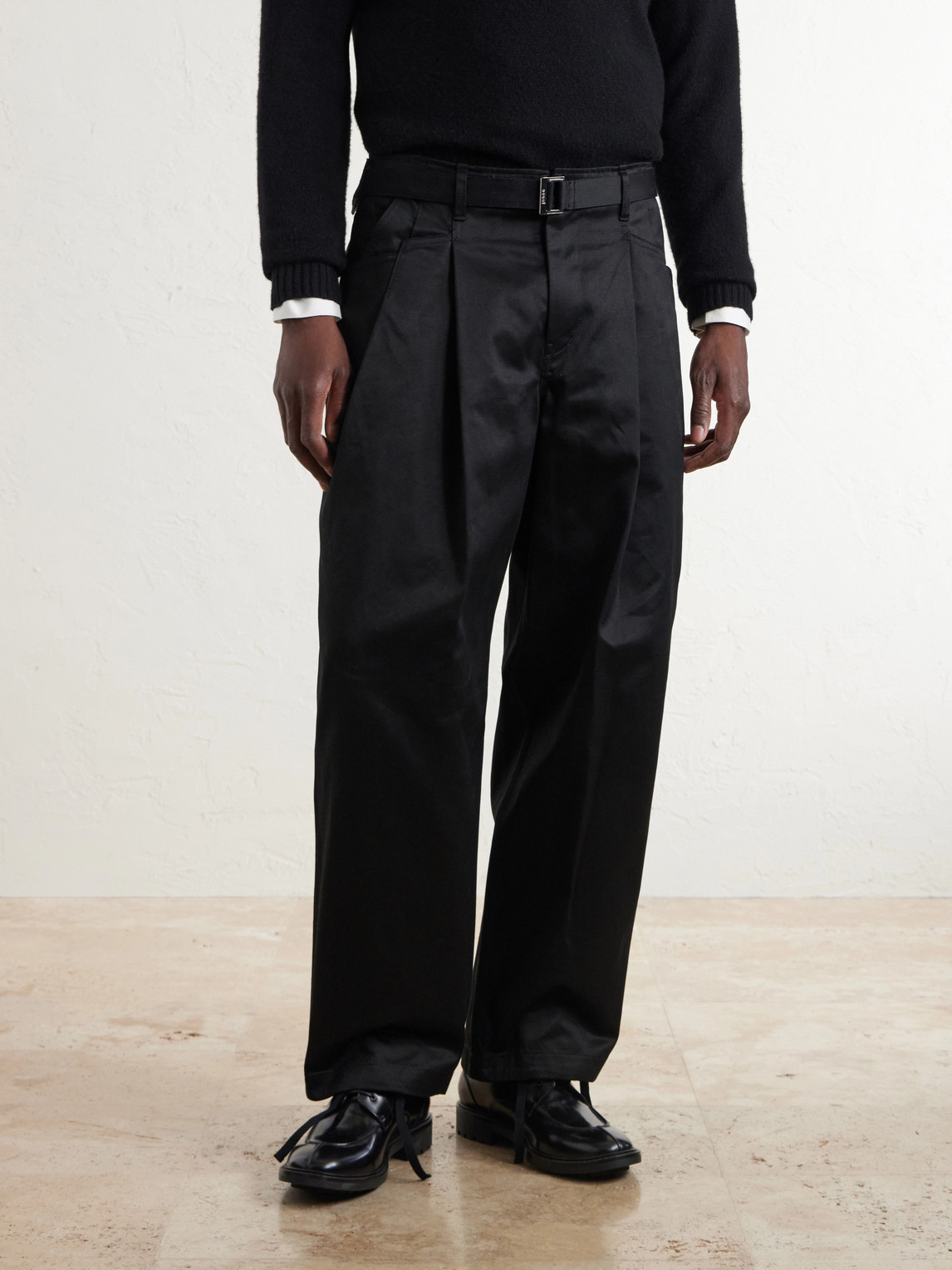 Wide-Leg Cotton Chinos