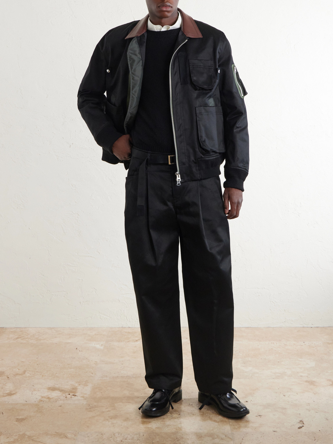 Wide-Leg Cotton Chinos