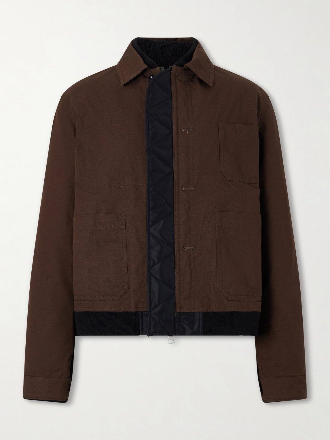 Sacai Reversible Nylon Bomber Jacket In Brown