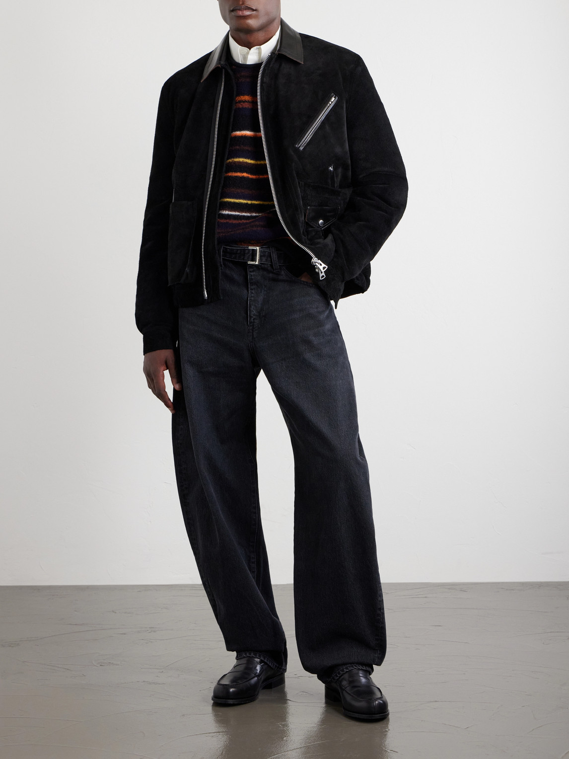Wide-Leg Belted Jeans