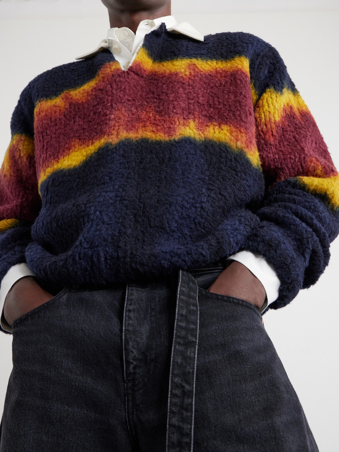 Chusen-Dyed Wool-Blend Polo Sweater