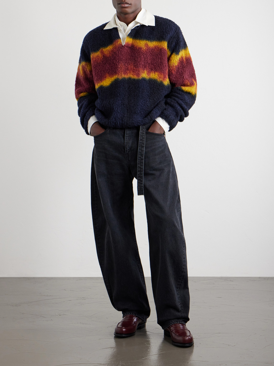 Chusen-Dyed Wool-Blend Polo Sweater