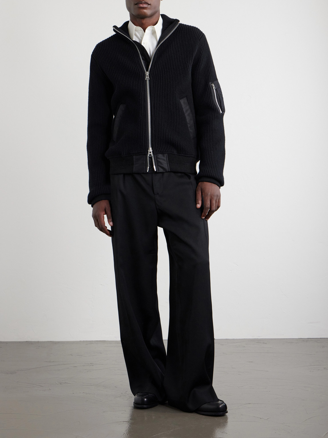 Knitted Wool Blouson Jacket