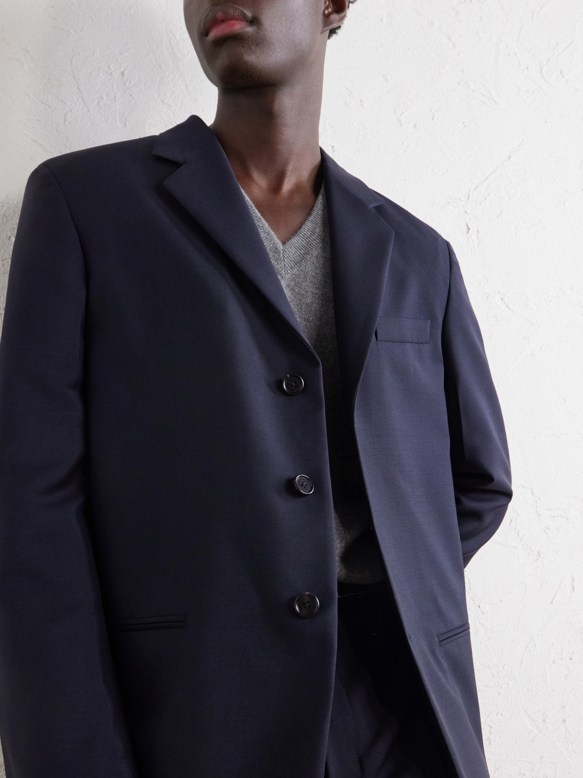 And Mohair-Blend Grain De Poudre Blazer