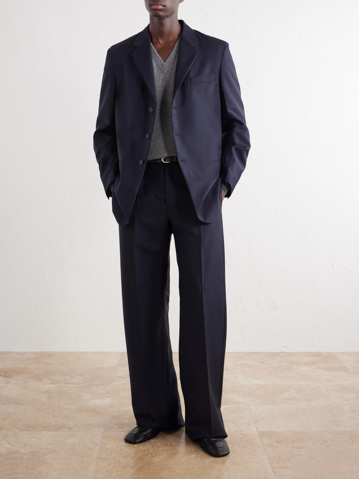 And Mohair-Blend Grain De Poudre Blazer