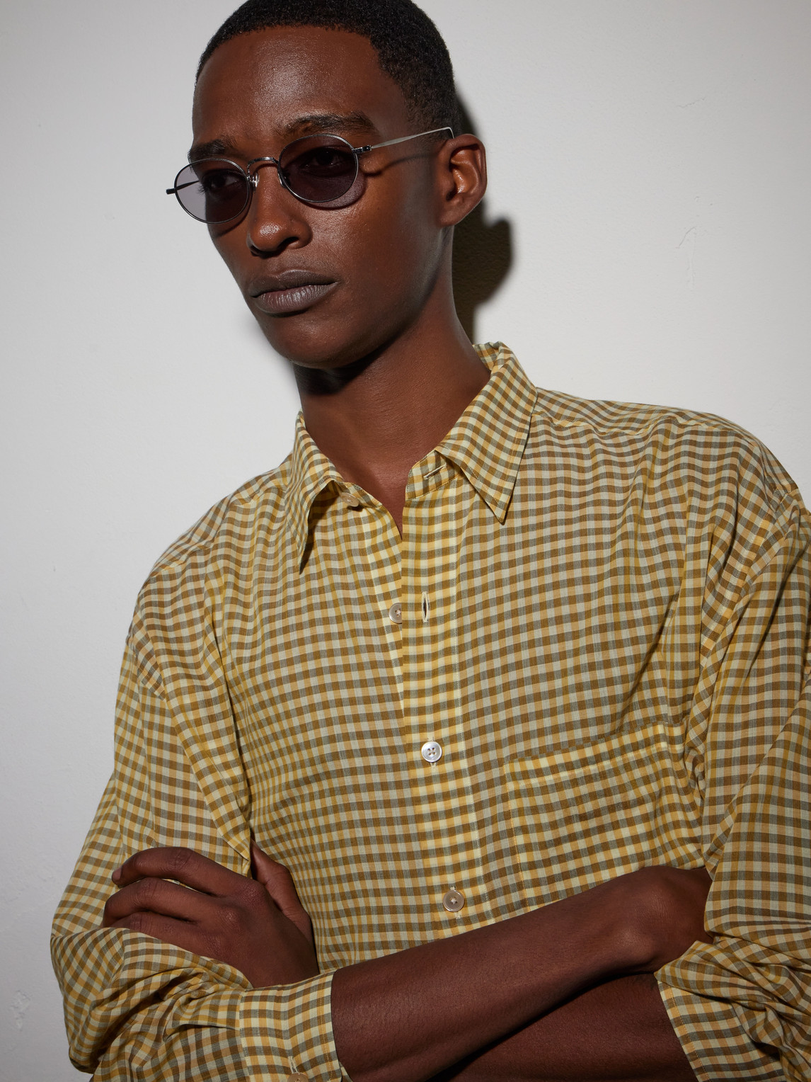 Auralee Eyevan Round-frame Titanium Sunglasses In Pattern