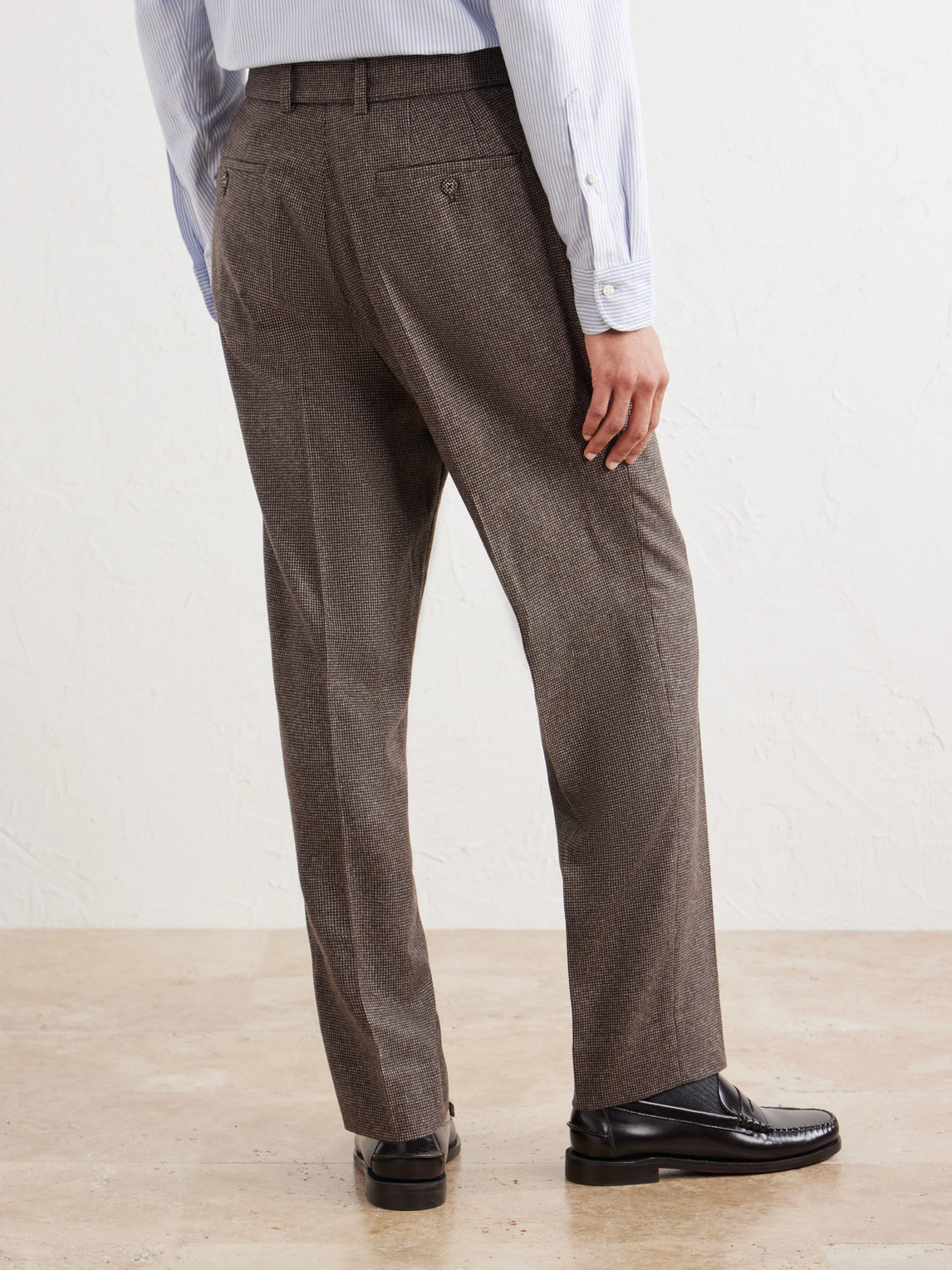Officine Générale - Hoche Tapered Belted Houndstooth Virgin Wool Trousers