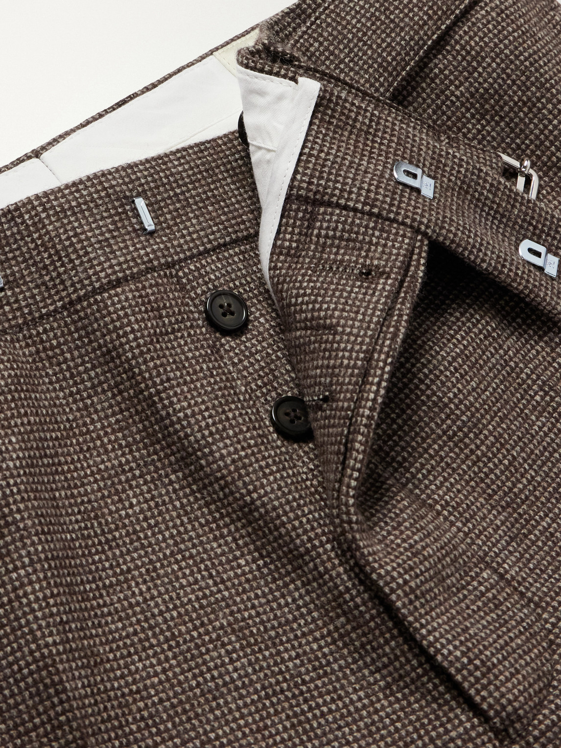 Officine Générale - Hoche Tapered Belted Houndstooth Virgin Wool Trousers