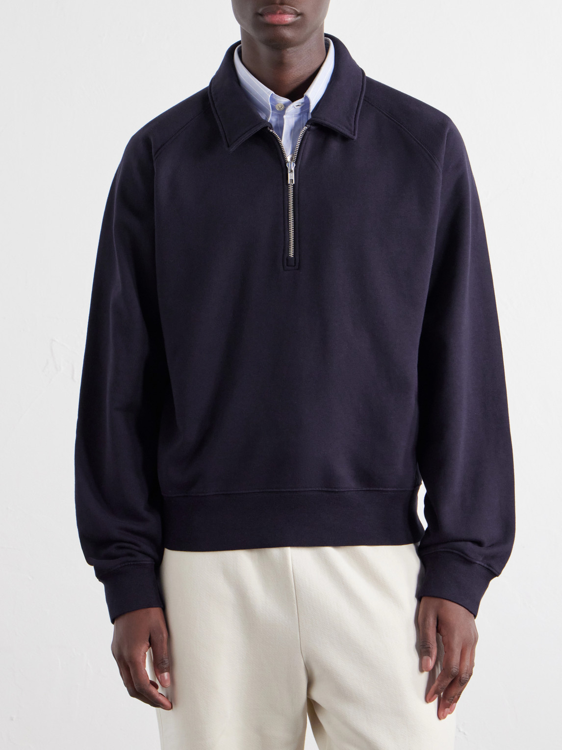 Officine Générale - Payo Organic Cotton-Blend Half-Zip Polo Sweater