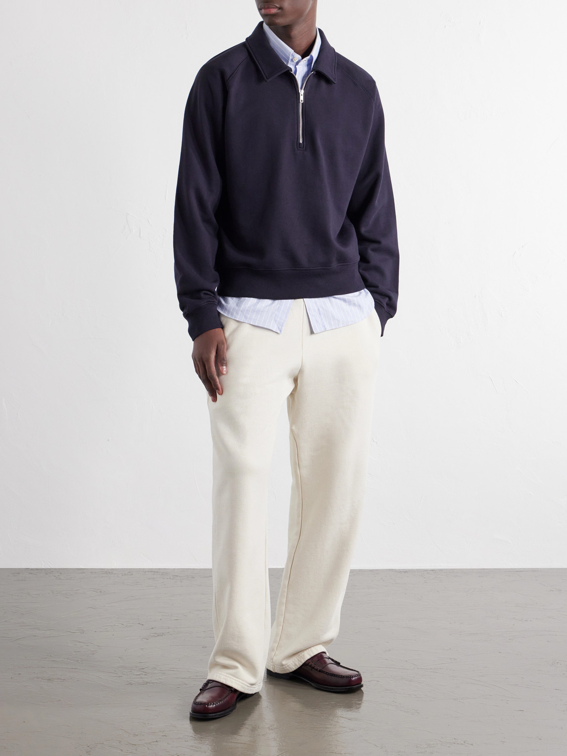 Officine Générale - Payo Organic Cotton-Blend Half-Zip Polo Sweater