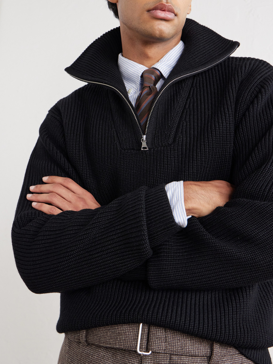 Officine Générale - Tarek Ribbed Merino Wool Half-Zip Sweater