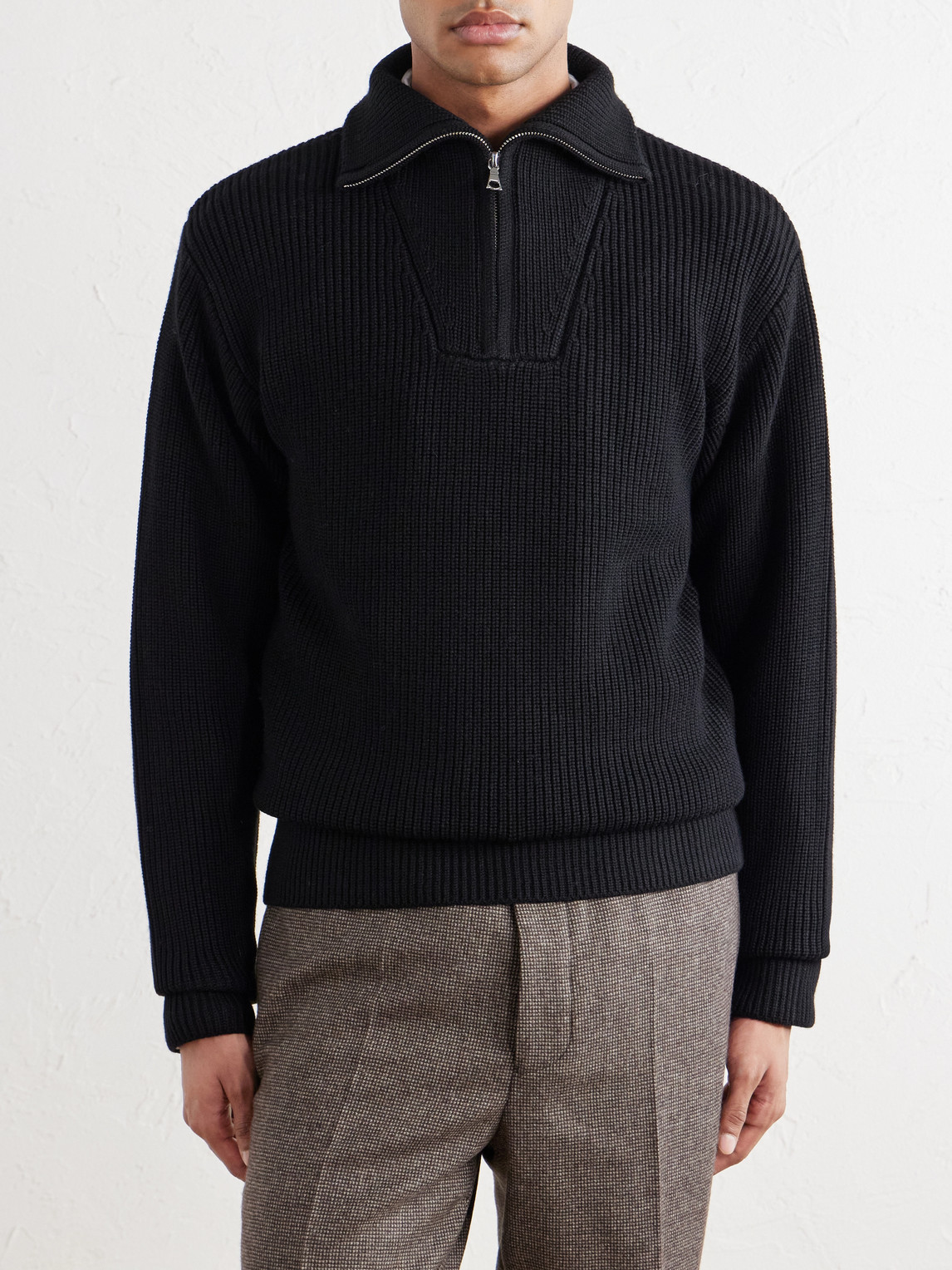 Officine Générale - Tarek Ribbed Merino Wool Half-Zip Sweater