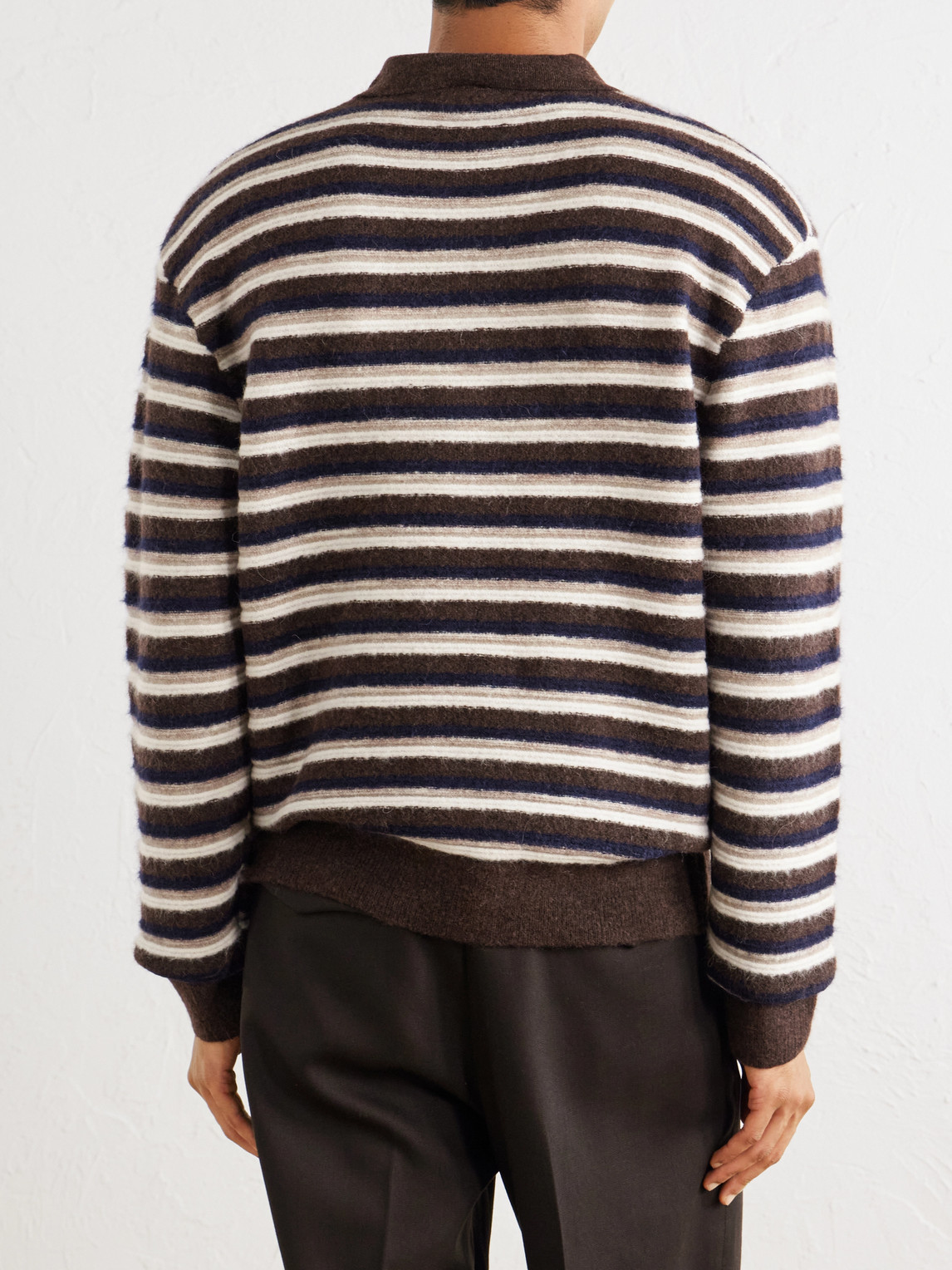 Officine Générale - Patchi Striped Wool-Blend Polo Shirt