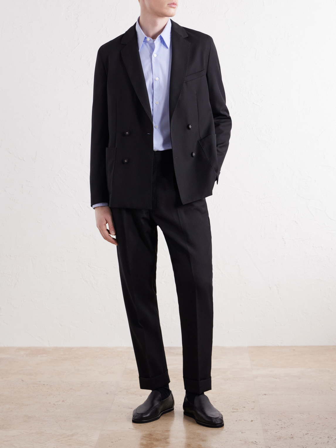 Officine Générale - Hugo Tapered Pleated Belted Virgin Wool-Hopsack Trousers
