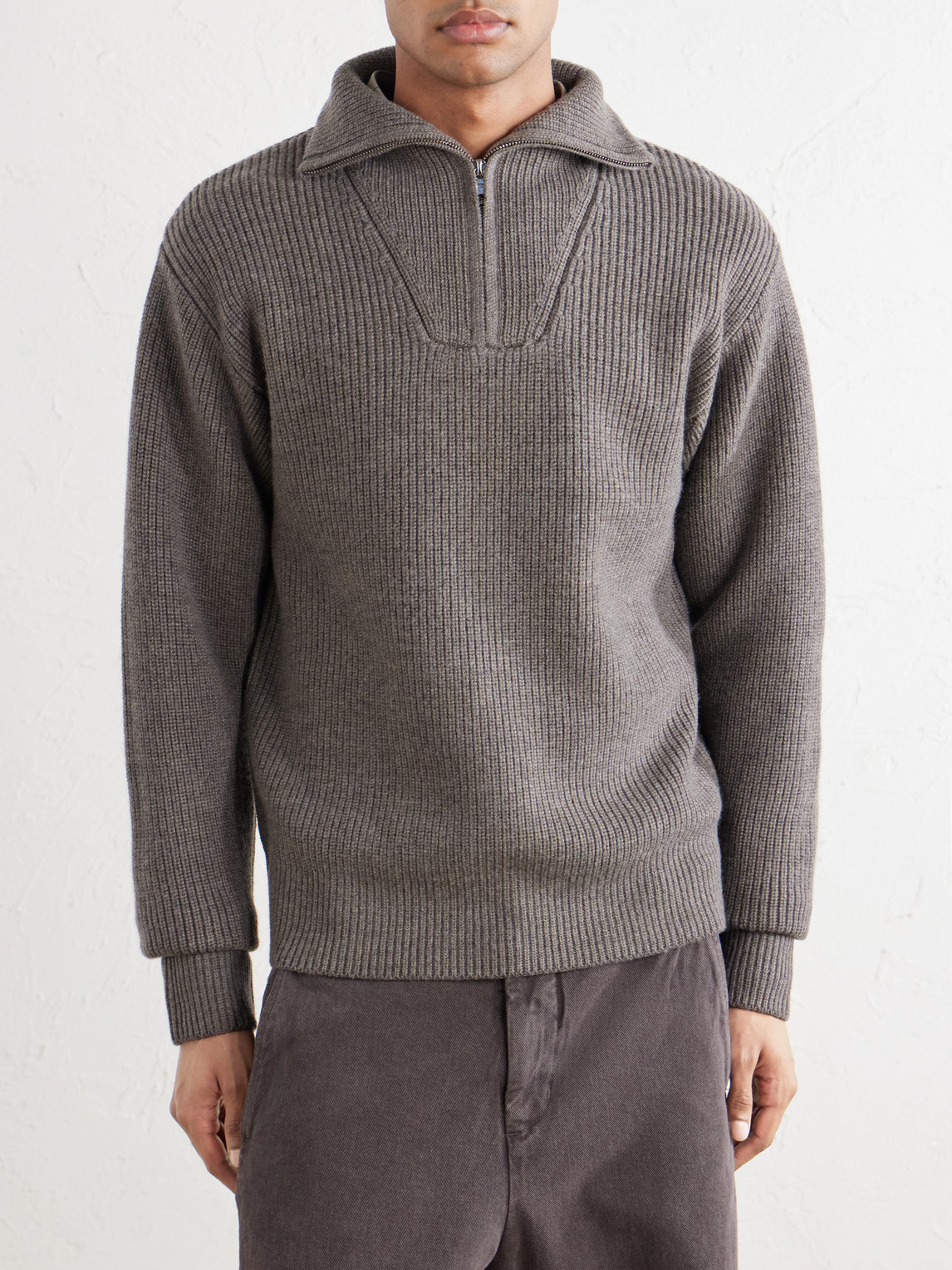 Officine Générale - Tarek Ribbed Merino Wool Half-Zip Sweater