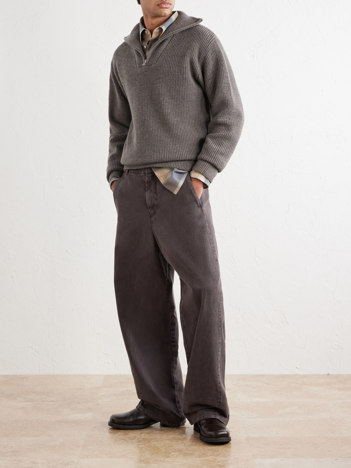Officine Générale - Tarek Ribbed Merino Wool Half-Zip Sweater