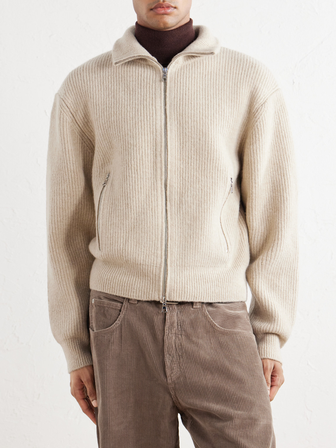 Officine Générale - Florys Ribbed Wool-Blend Zip-Up Cardigan