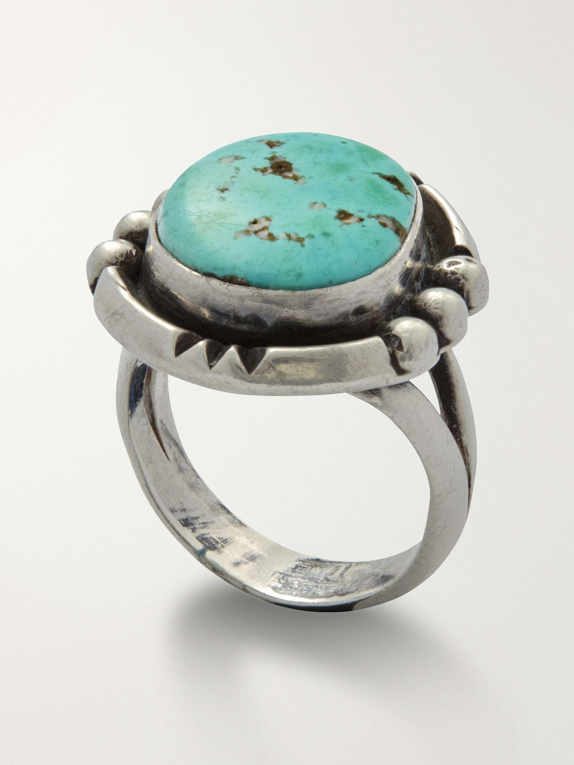 FOUNDWELL Vintage 1970s Sterling Silver Turquoise Ring for Men