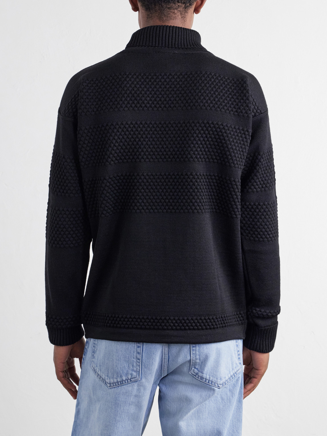 Textured Virgin Wool Rollneck Sweater