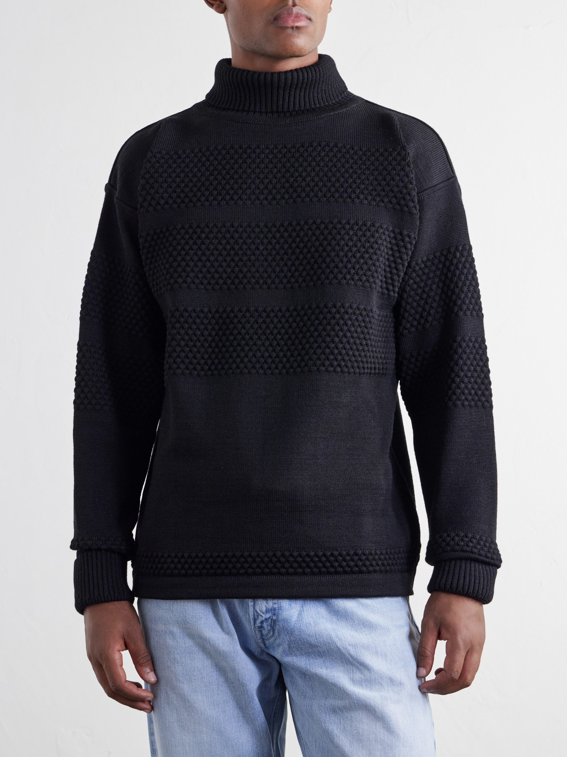 Textured Virgin Wool Rollneck Sweater
