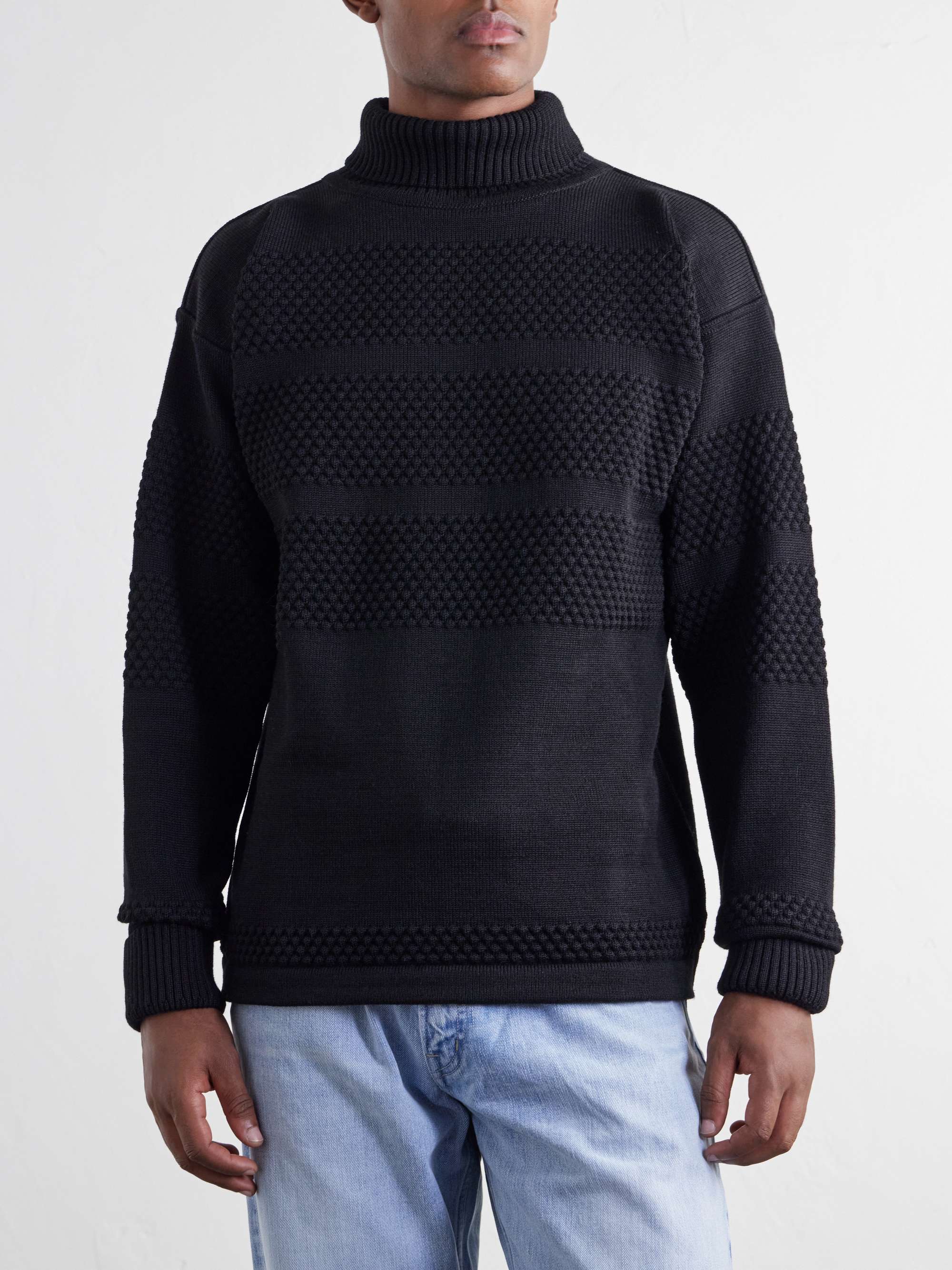 S.N.S. HERNING Textured Virgin Wool Rollneck Sweater