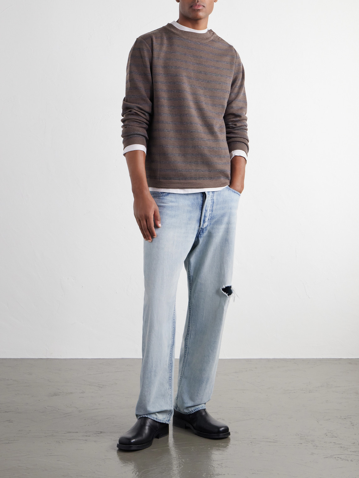 Naval Striped Virgin Sweater