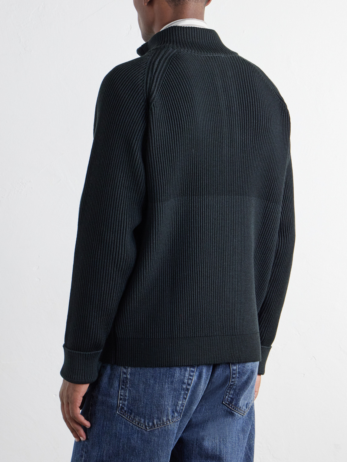 Render Ribbed Virgin Wool Zip-Up Sweater