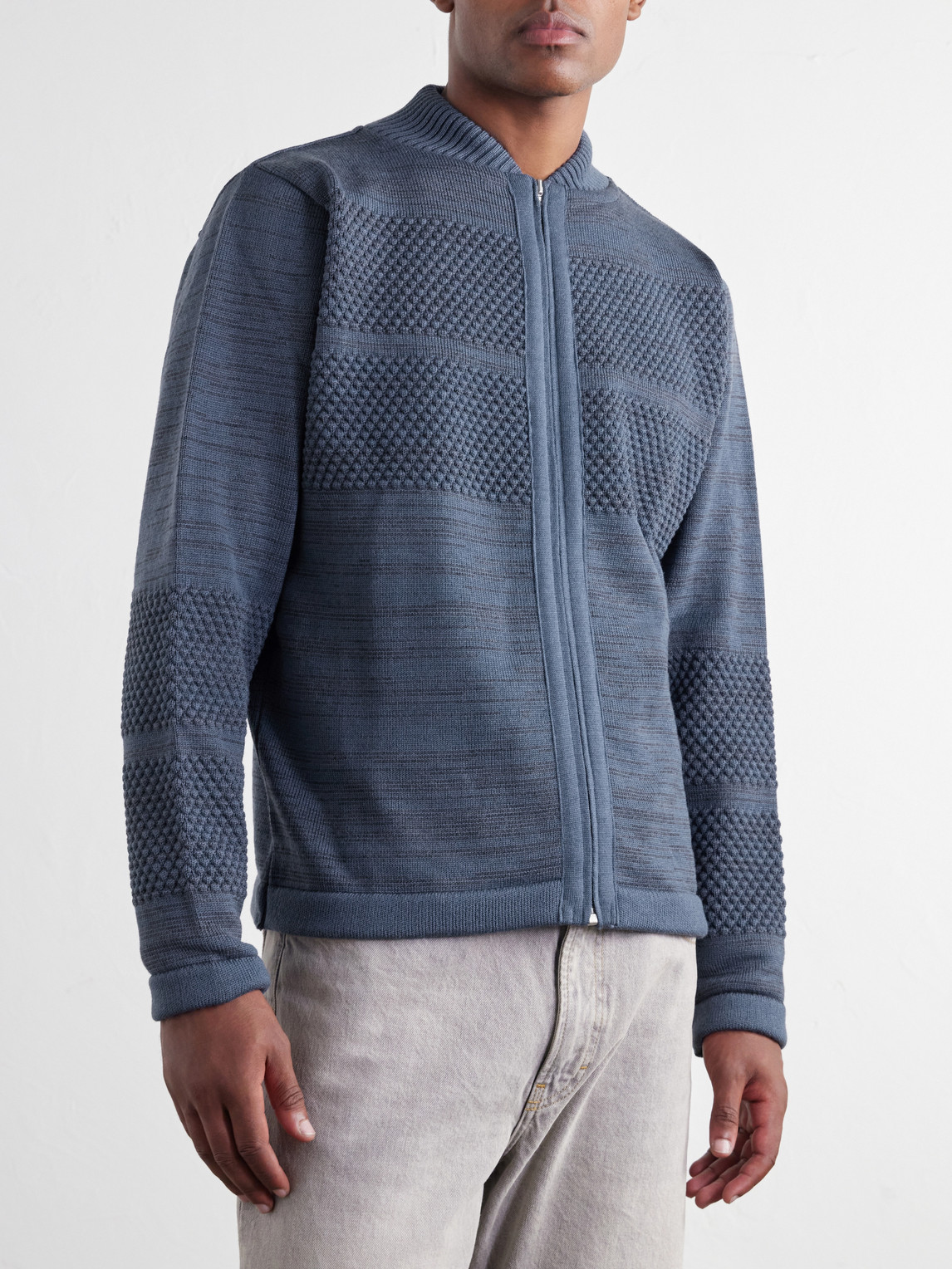 Fisherman Wool Zip-Up Sweater