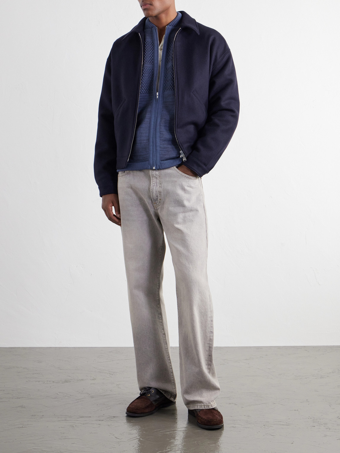 Fisherman Wool Zip-Up Sweater