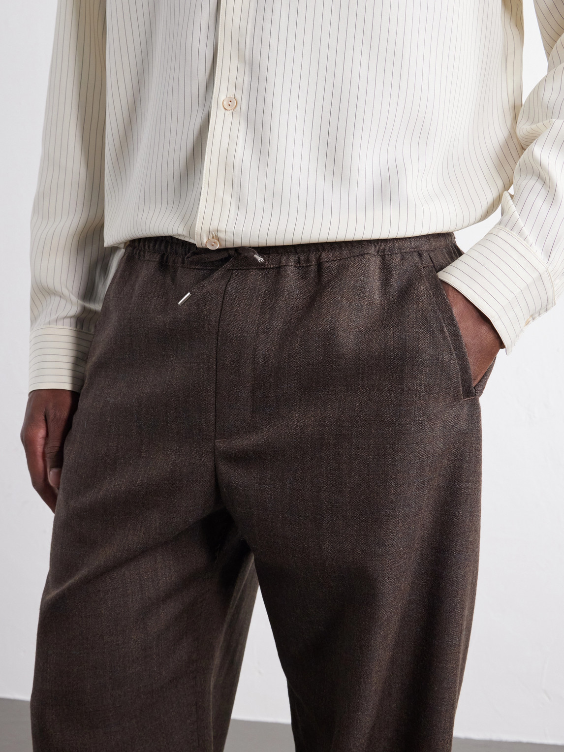 Samurai Wide-Leg Wool-Twill Drawstring Trousers