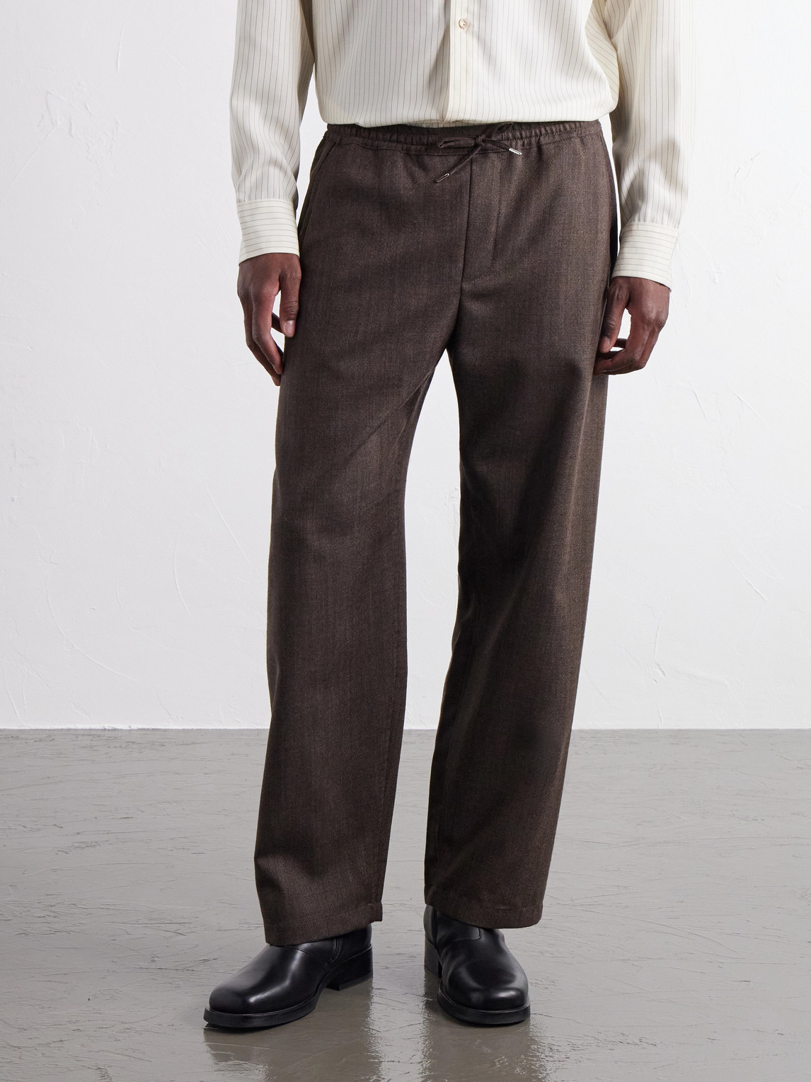 Samurai Wide-Leg Wool-Twill Drawstring Trousers
