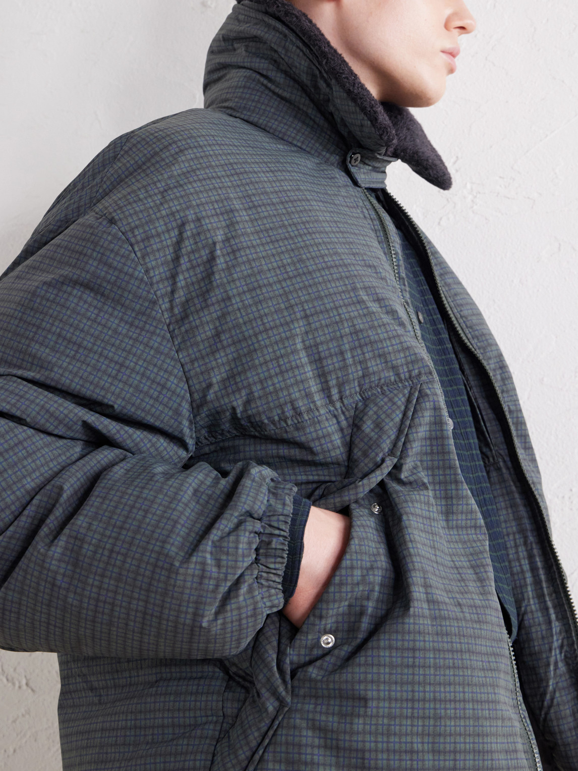 Esca Checked Cotton, Alpaca And Mohair-Trimmed Shell Down Jacket