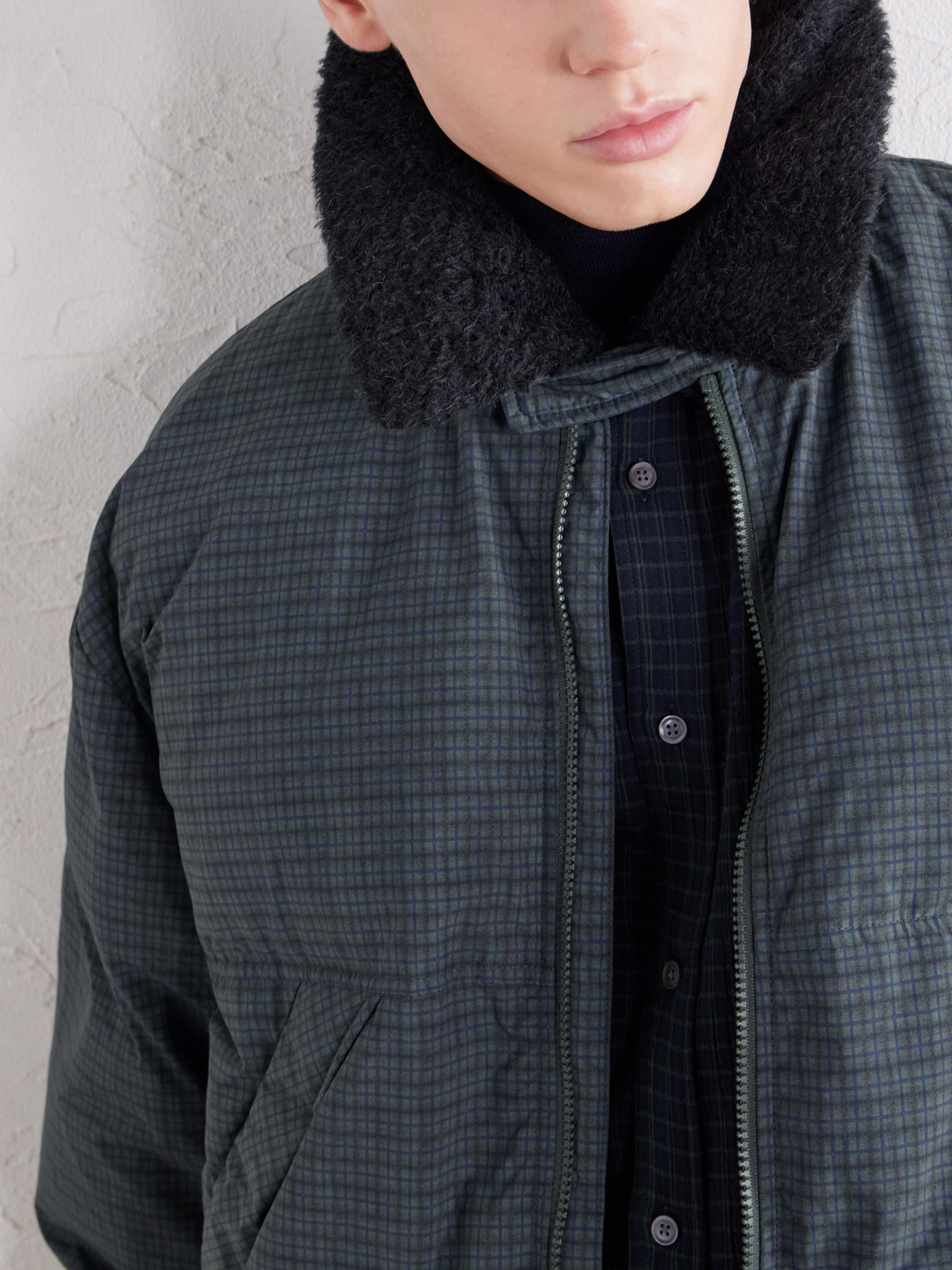 Esca Checked Cotton, Alpaca And Mohair-Trimmed Shell Down Jacket
