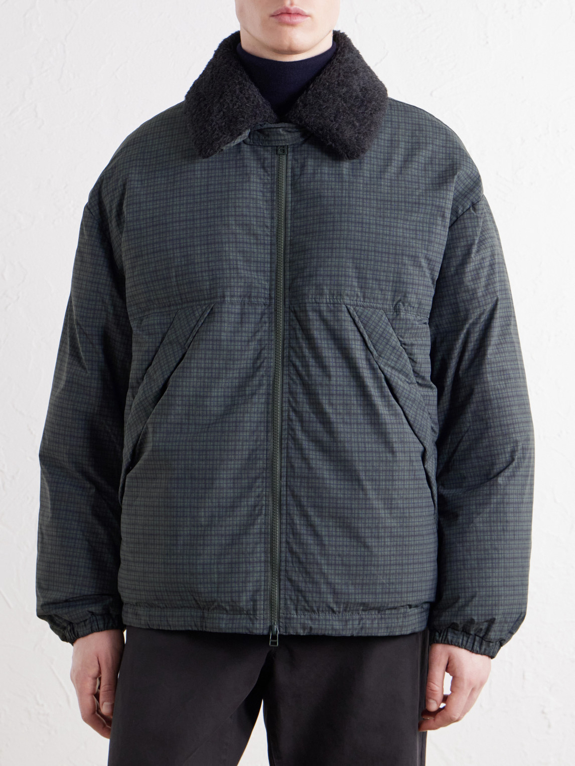 Esca Checked Cotton, Alpaca And Mohair-Trimmed Shell Down Jacket