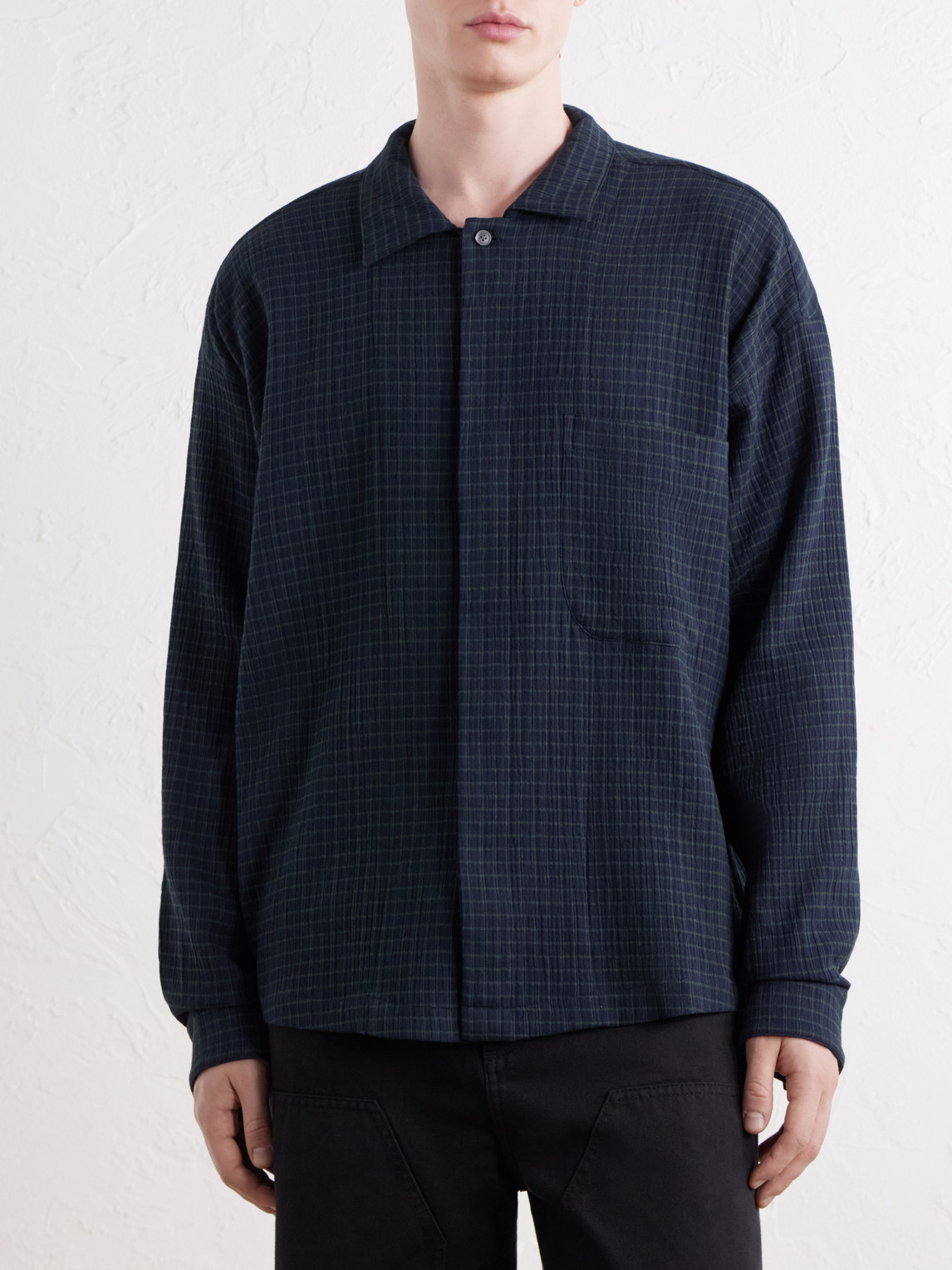 Rumba Checked Organic Cotton-Seersucker Shirt