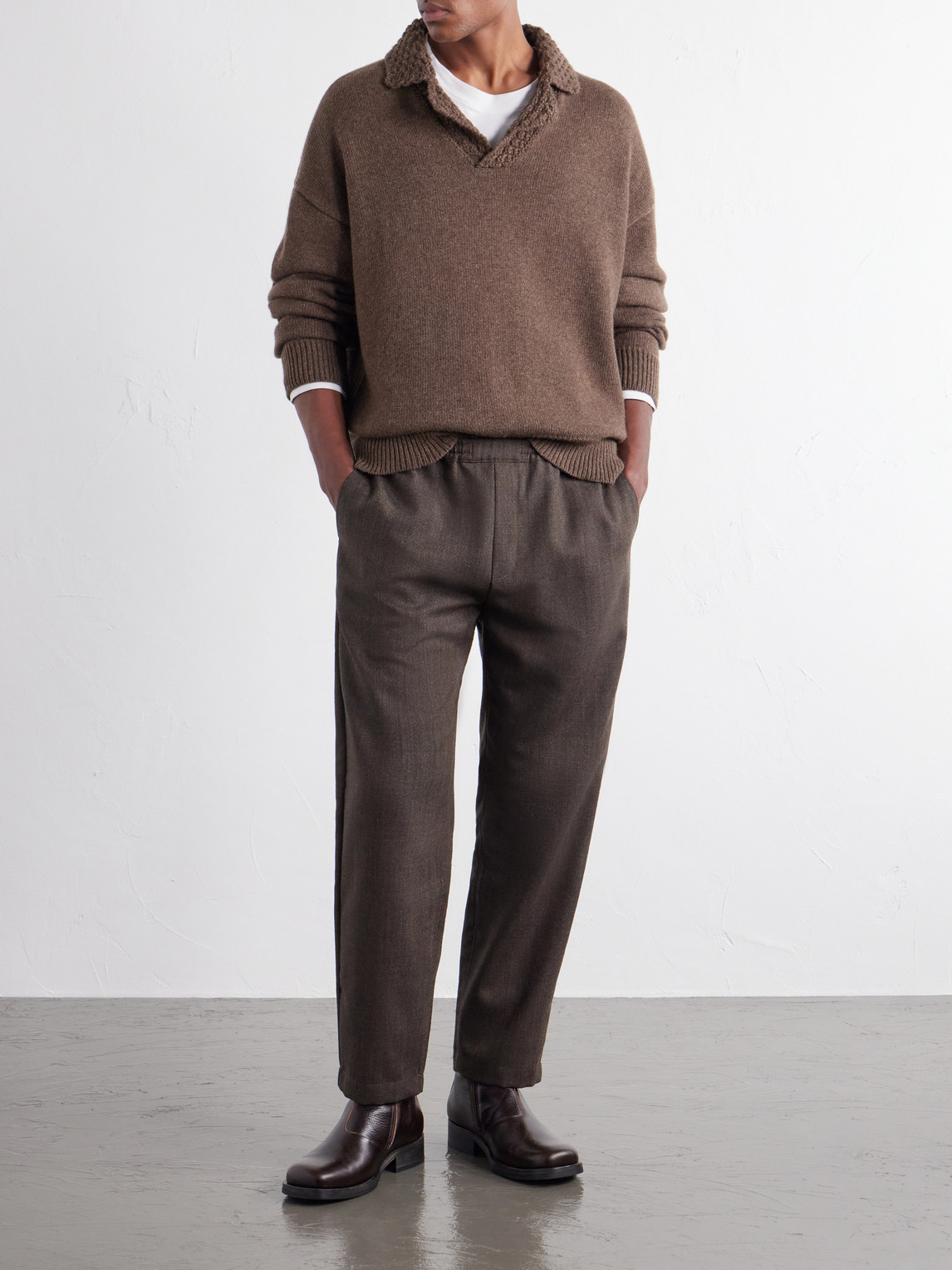 Banasa Straight-Leg Virgin Wool Drawstring Trousers